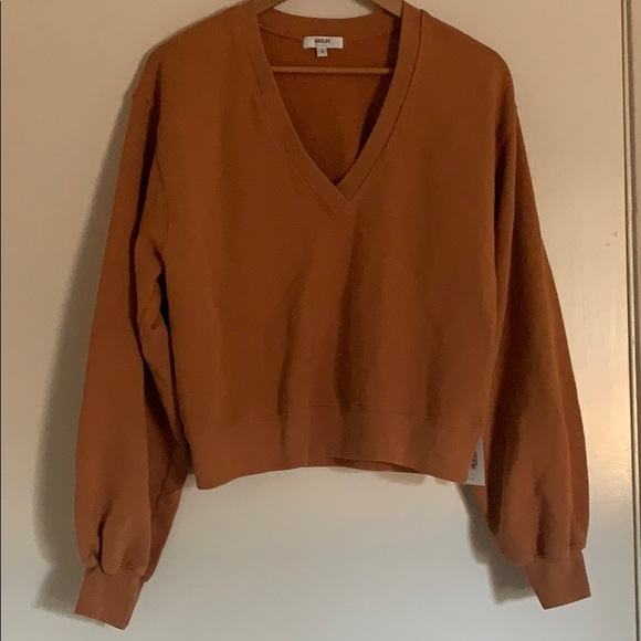 AGOLDE V Neck Balloon Sleeve Sweatshirt in Umber - Picture 13 of 16